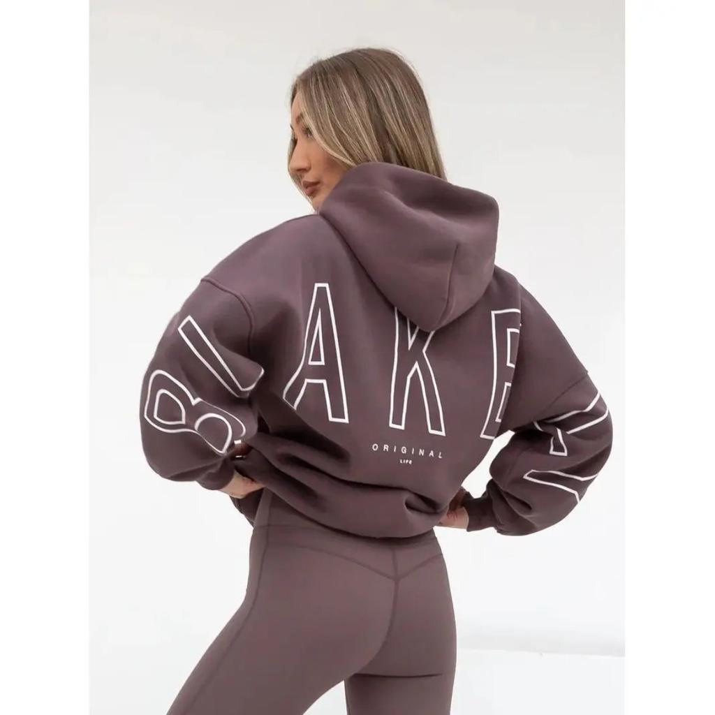 Dámské mikiny Černá s kapucí Pulovr Velký potisk písmen Volný střih Nové Pohodlné Ležérní Streetwear Minimalistický styl Denní nošení