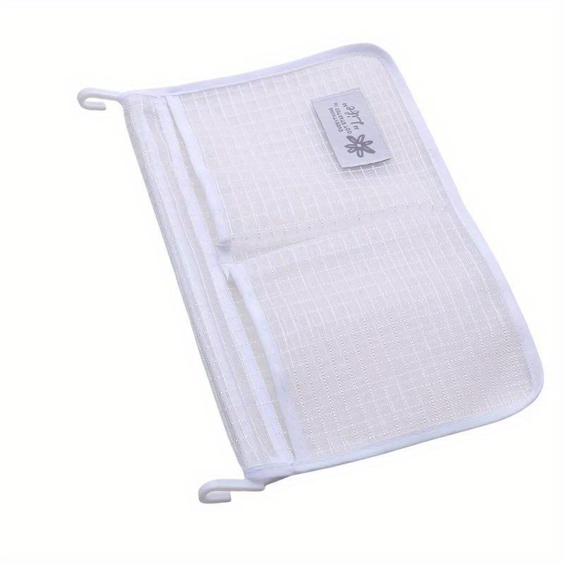 Refrigerator Storage Mesh Bag Double Compartment Hanging Pouch Kitchen Organizer Pockets with Hook Washable Fridge Net Bag