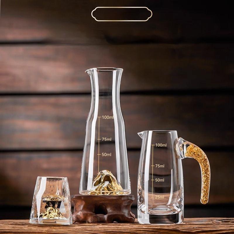Dispenser Measuring Pot Wine Bottle Gold Foil Lead-Free Crystal Glass Sake Small Container Wine Cup 100Ml Liquor