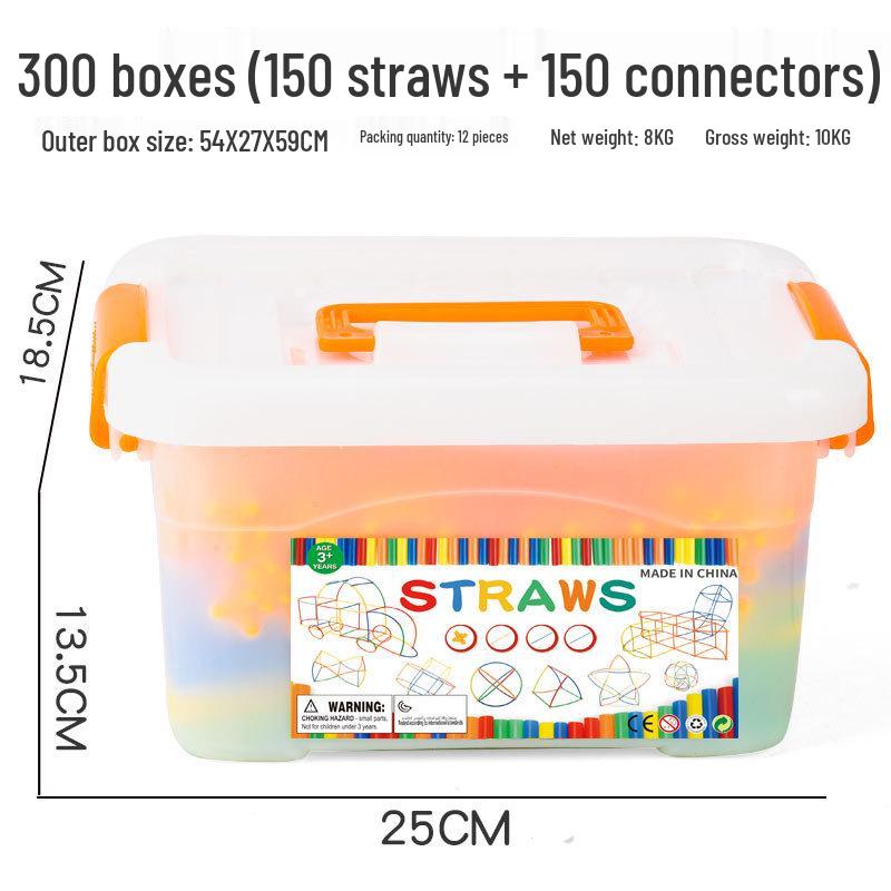 Children's 4D Interlocking Straw Building Blocks for Kindergarten Assembly