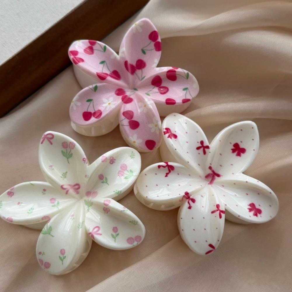 Double Sided Frangipani Hair Clips Cherry Bow Large Claw Clip New Hair Claw Clip Headdress