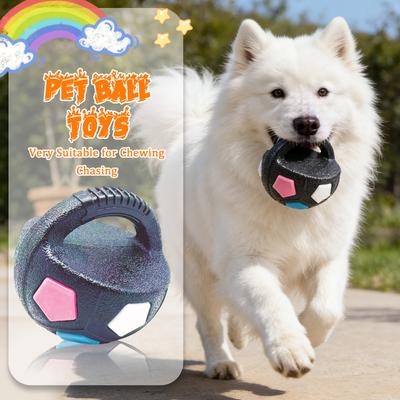 Rubber Dog Chew Ball With Handle, Interactive Toy For Aggressive Chewers, Teething Toy For Small/Medium/Large Dogs, Colorful Squeaky Pet