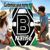 Personalisierter Borussia Mönchengladbach Strandtuch mit individuellem Namen, für Reise Camping Strandparty Heimdeko, Geburtstagsgeschenk für Familie & Freunde