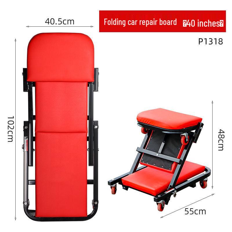 40-Inch Foldable Car Repair Lay-Down Board & Stool with Thickened Casters