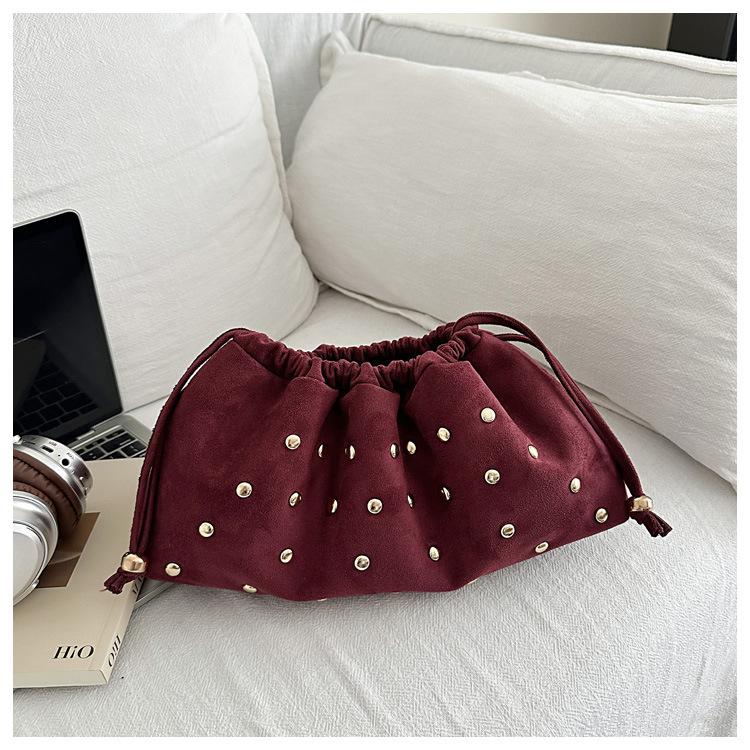 

New Retro Simple Casual Top Handle Bag Comfortable and Versatile Texture Crossbody Bag Women Fashi Wrinkle Bucket Shoulder Bag