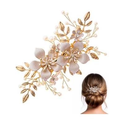 DONGYE Hair Pin, Hair Stick, Hair Clip with Pearl and Cherry Blossom Motif, Rose Gold, Suitable for Weddings, Ceremonies, Japanese and Western