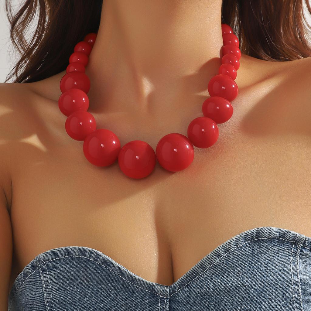 Exaggerated Color Large Round Bead Necklace Set Fashionable Personality Geometric Beaded Jewelry Manufacturer