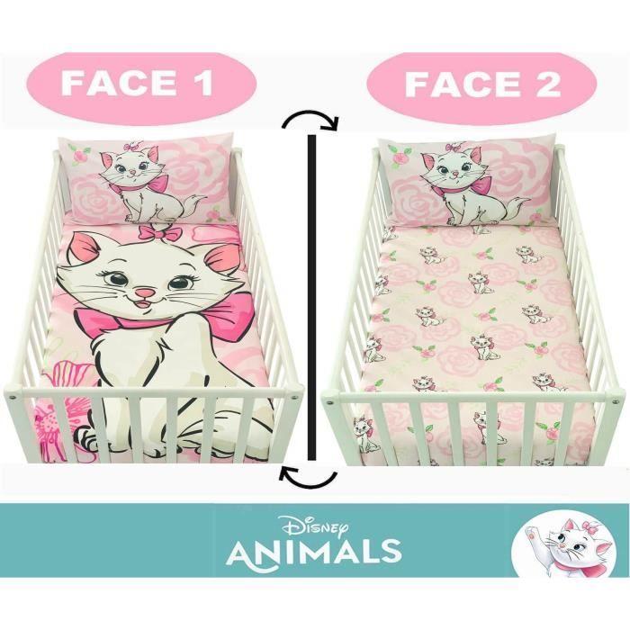 Housse De Couette Bebe 100x135cm Et Taie D'oreiller 40x60cm | Parure De Lit Marie Aristochats Pour Lit 60x120 Ou 70x140cm