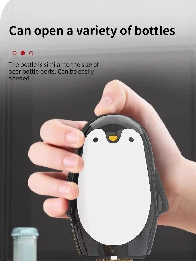 Automatic Penguin Bottle Opener Labor-saving Push Down Magnetic Beer Bottle Opener Press-Type Creative Bottle Cap Remover Party