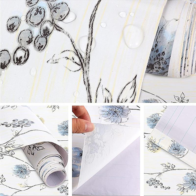 Vintage blue floral wallpaper - Self-adhesive Self Adhesive Contact Paper Removable Waterproof Wallpaper For urniture Renovation