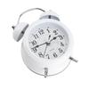 3 Inch Twin Bell Alarm Clock Modern Metal Mechanical Bedside Ringing Alarm Clock Battery Operated Silent Alarm Clock White