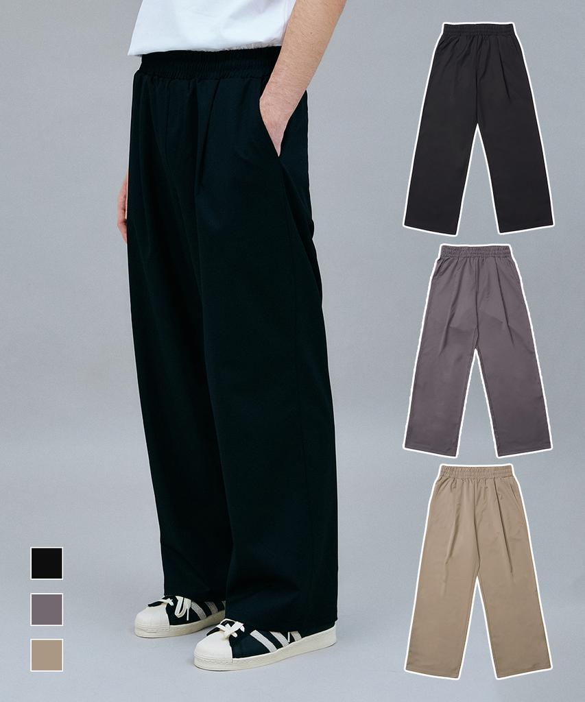 GAKKAI UNIONS One-Pleat Basic Wide Slacks (3 Colors)