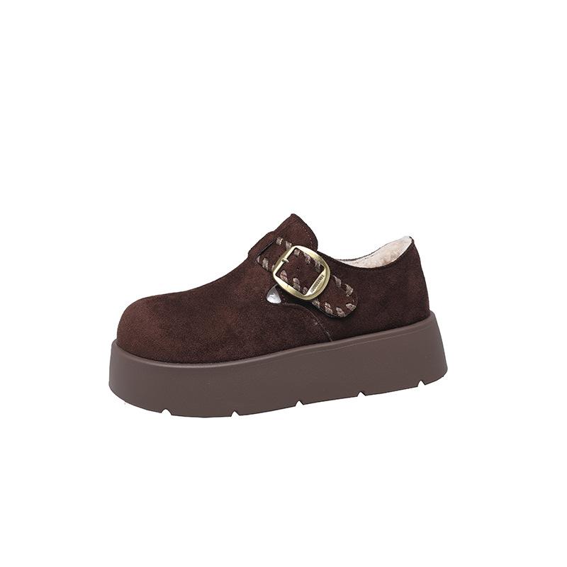 Thick-soled heightening all-inclusive Boken shoes women's 2025 new autumn small man one-pedal loafers embroidered single shoes