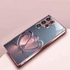 Rose Golden Heart Link Pink Glass phone case for Samsung  Galaxy S26 S25 S24 S23 S22 FE Ultra Plus Anti Drop Back Cover