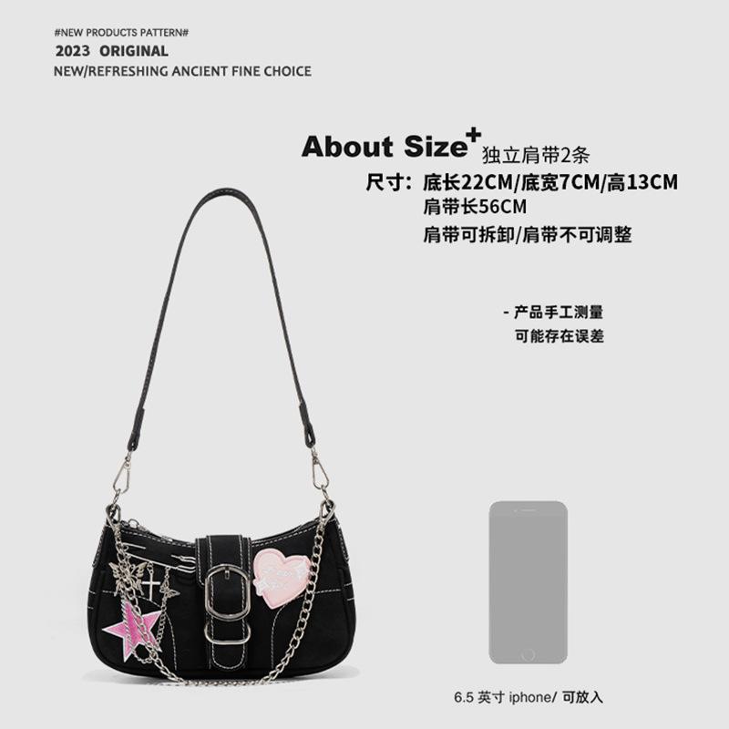 Niche Fashion Love Butterfly Brooch Armpit Bag Female Y2K Hottie Locomotive Baguette Bag Female