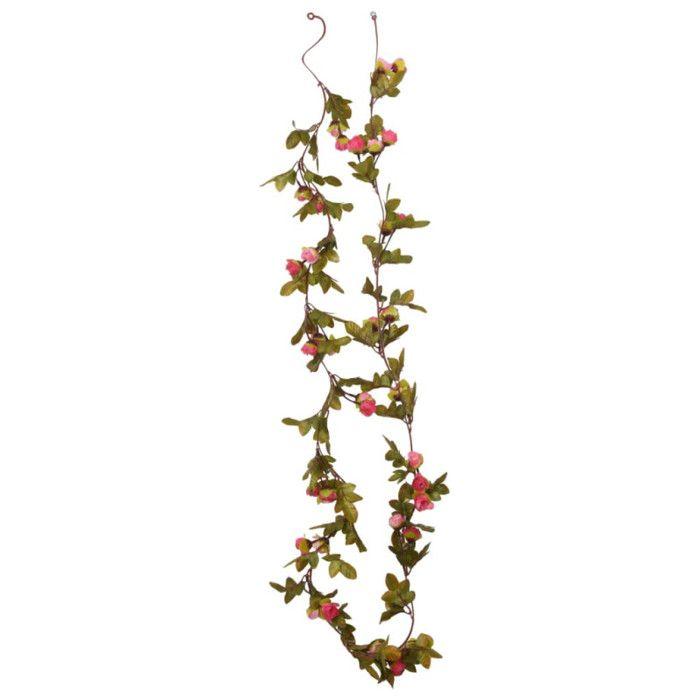 Guirlande de fleurs - vidaXL - 6 pcs - Rose - 215 cm - Soie artificielle
