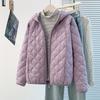 Korean Hooded Quilted Cotton Jacket Women's Short Coat Warm Slim Fit Autumn Winter Diamond Patterned Cotton Padded Outwear