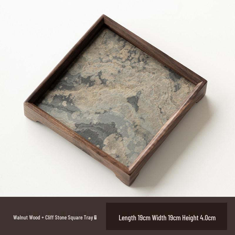 Light Luxury Chinese Walnut Wood Tray: Retro Dinner Plate, Fruit Bowl, Tea Tray, Coaster, Tea Set Accessory