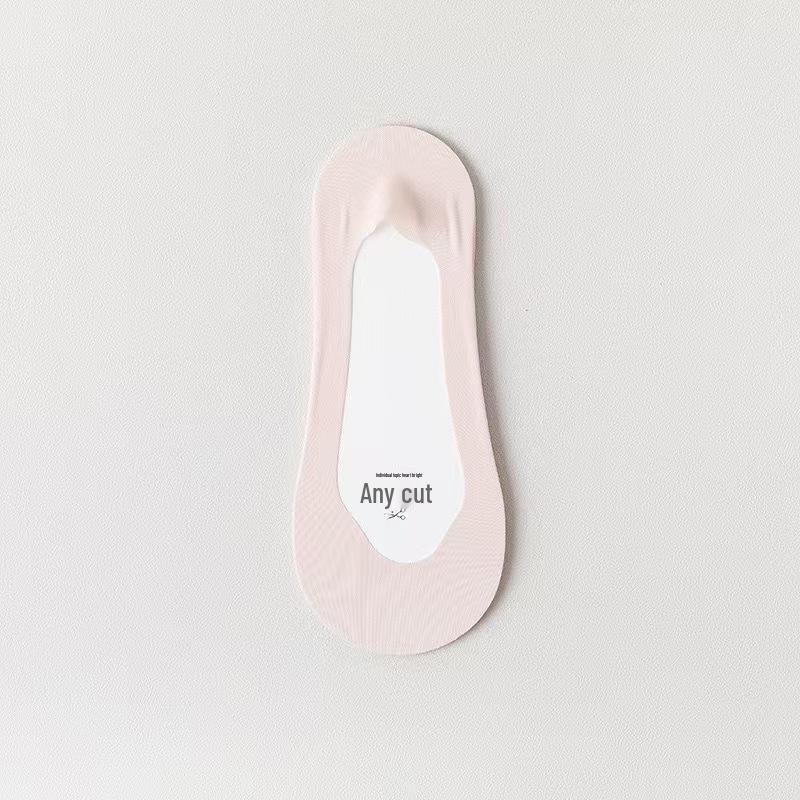 Women's Ice Silk Breathable Low Cut Crew Socks with Cotton Sole and Anti-Slip Silicone for Summer