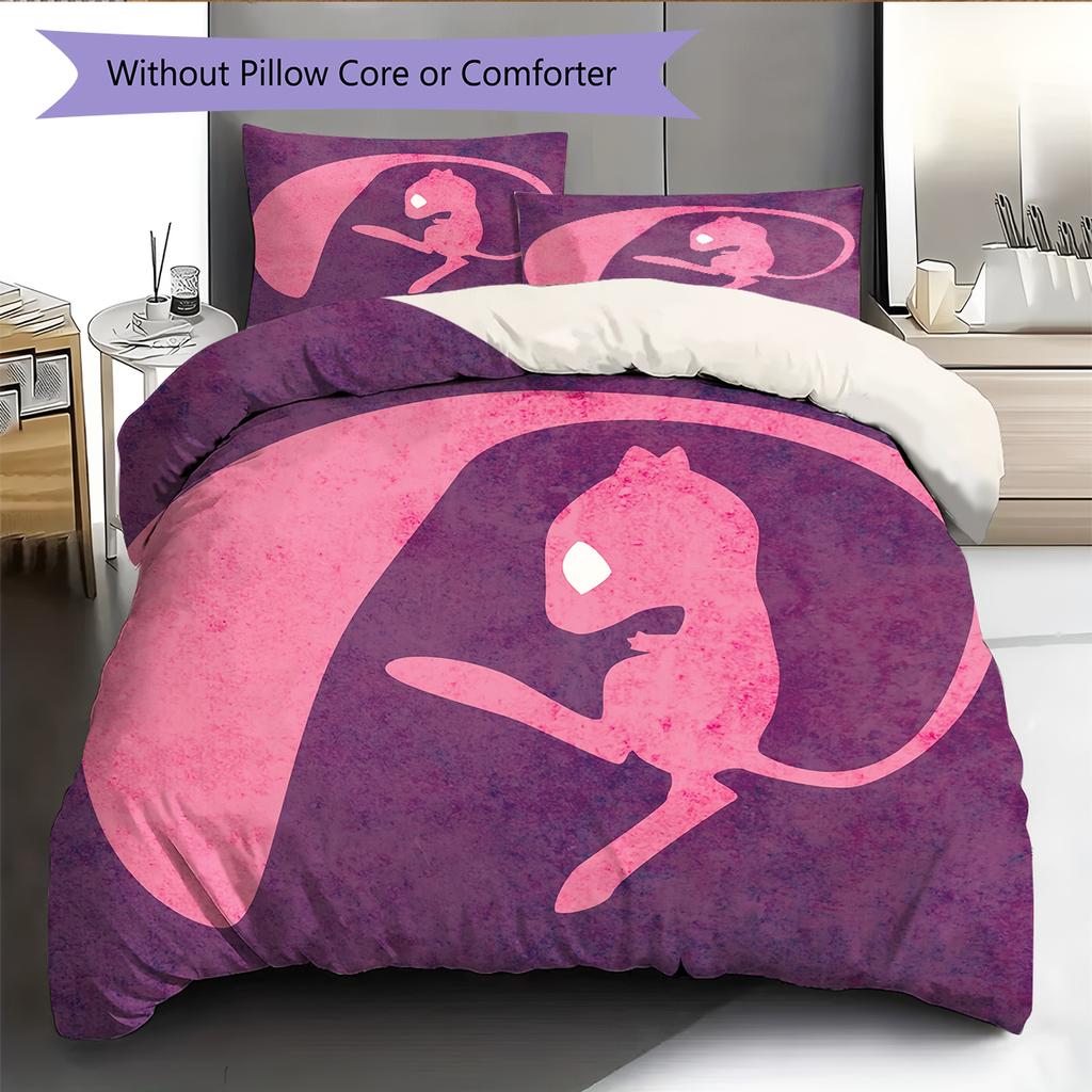 Biancheria da letto con motivo Pokémon Mew Decorazione per la casa Regalo di compleanno (1 * copripiumino + 2 * federa, senza nucleo)