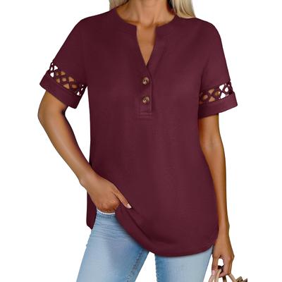 Women's Knit  Short,Sleeve Top Casual Comfortable  Blouse