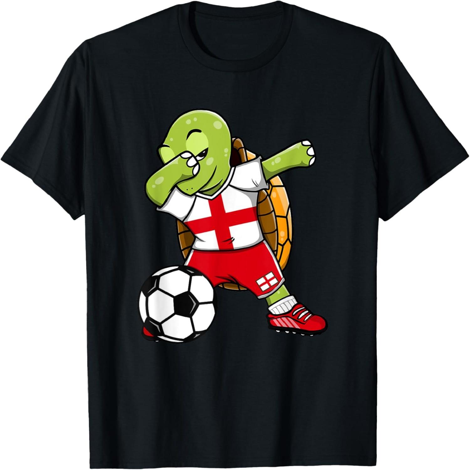Dabbing Turtle England Soccer Fans Jersey English Football T-Shirt S