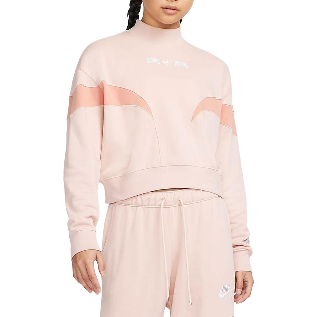 Nike Logo Printed Stand Collar Short Sleeve Knit Sweatshirt Women sweatshirt Pink DD5434-601