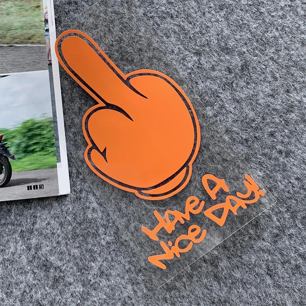 Motorcycle Stickers HAVe A Nice DAY ! Middle Finger Refletor Accessories Decals for Honda PCX125 Yamaha R1 Kawasaki Z900