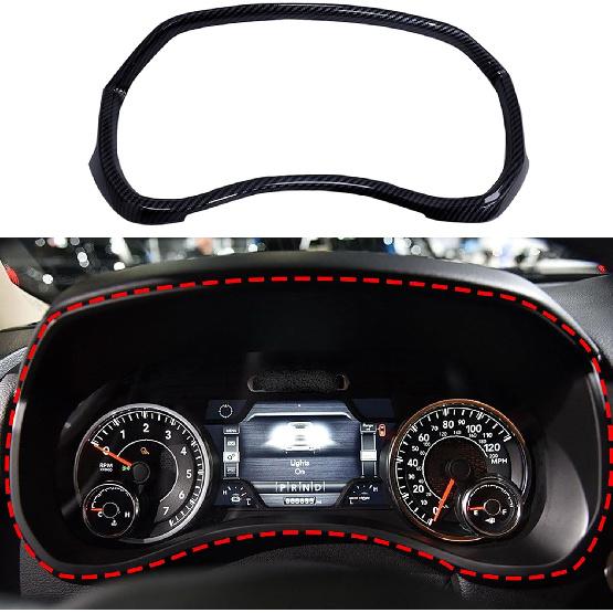 

Barong for Dodge Ram 1500 2500 3500 2019-2025 Steering Wheel Frame Trim Carbon Fiber Steering Dashboard Meter Frame Cov
