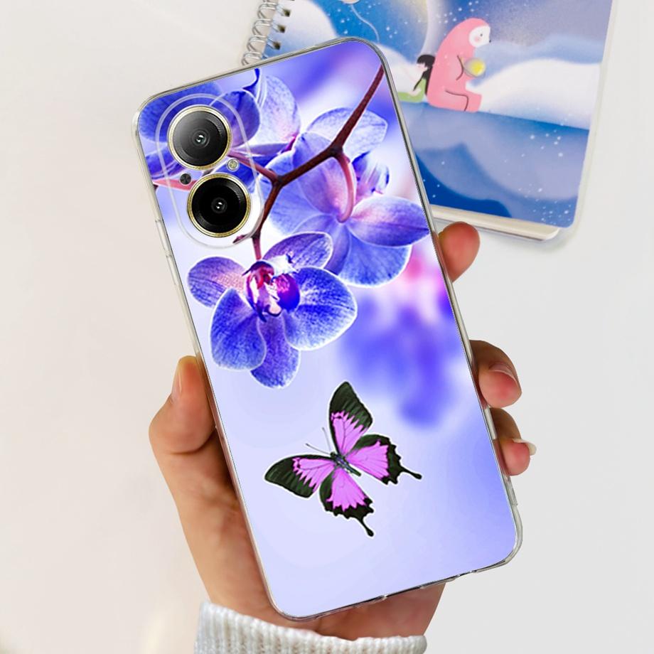 Weiche TPU-Stoßstange Hüllen für Realme C67 4G RMX3890 Rückabdeckung Dünnes Klares Silikon Handyhülle Damen Mode Malerei Funda C 67 4G