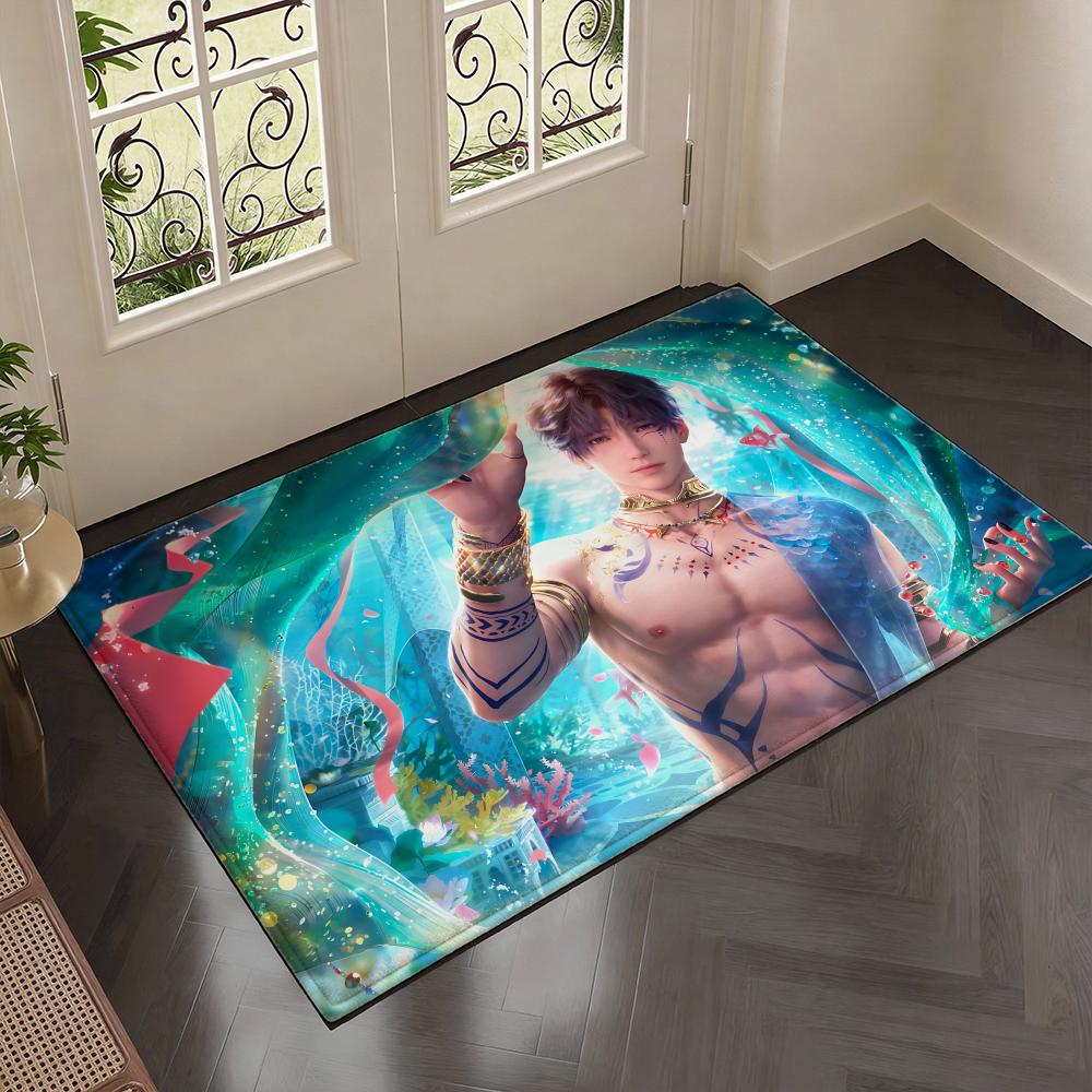 Fantasy Game L-Love and Deepspace Floor Mat Soft Thickened Flannel Door Mat Non-Slip Living Room Rug Home Decor