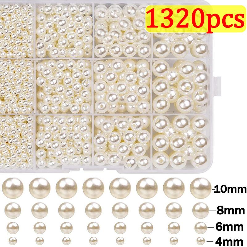 

Simple 4/6/8/10mm Beige White Imitation Pearl with Hole Bead Necklace Earrings Bracelet with Round Beads for DIY Handmade Crafts