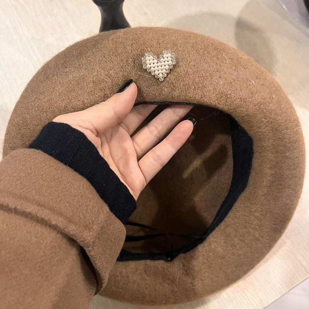Retro Winter Wool Berets Hat Heart Shape Felt Berets Fashion French Artist Hat Lady