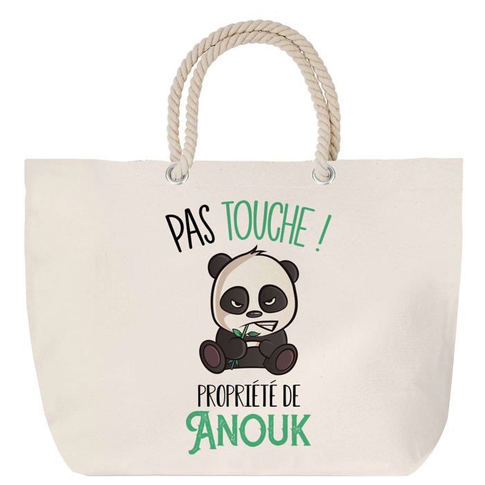 Sac de plage anse corde Anouk Pas Touche Panda Cadeau Anniversaire Noël | Grand Sac de Transport & Sport