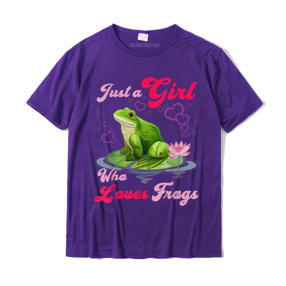 Cute And Funny Just A Girl Who Loves Frogs Women And Moms TShirt Casual T Shirts For Unisex Cotton Tops Tees Custom Company