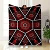 A Geometric, Kaleidoscopic Pattern with Red Fractals and White Outlines. for All Seasons Blanket Lunch Break Throw Gift