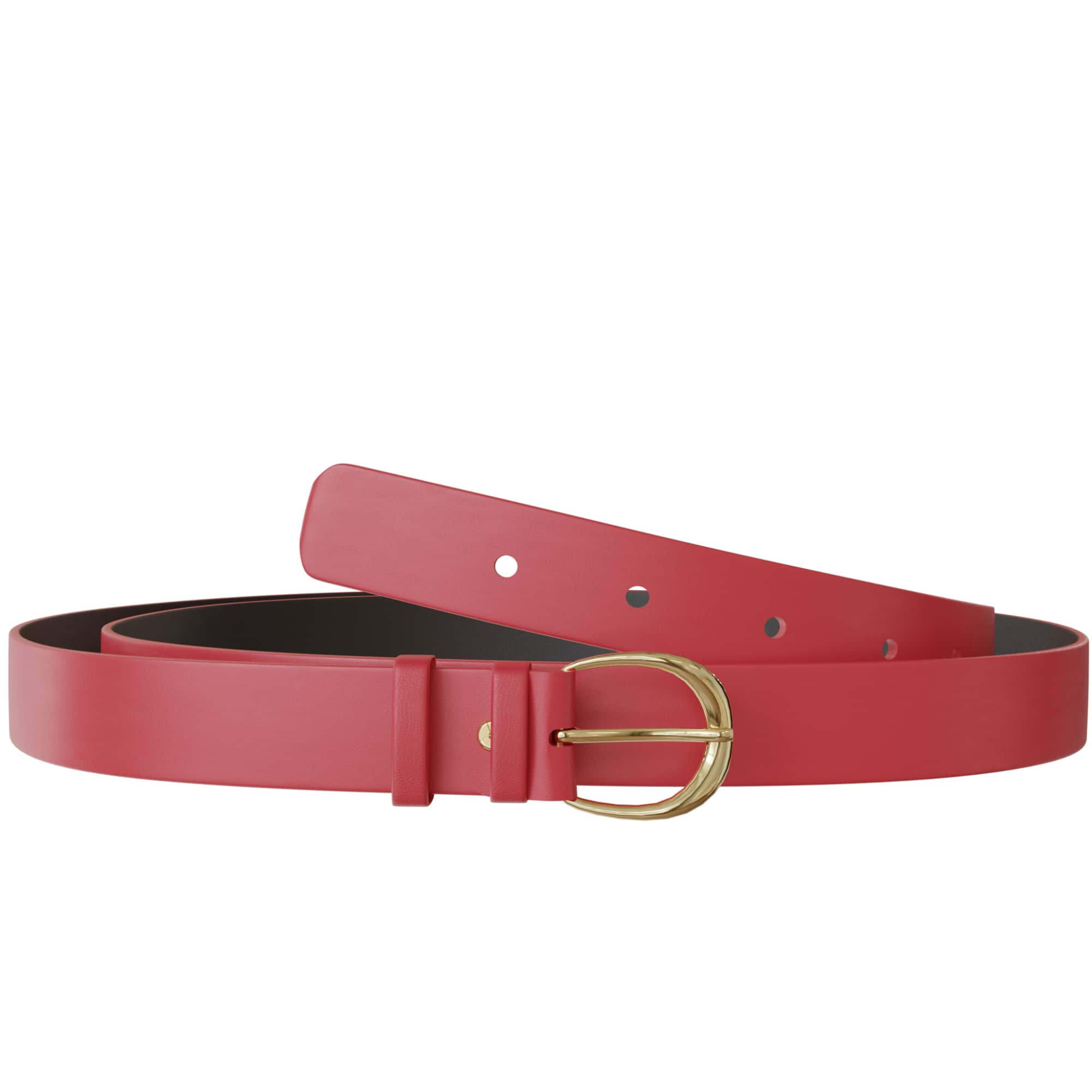 

Women s Leather Belt with Golden Buckle 30646 90 cm червоний