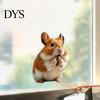 Cute Hamster Static Window Clings Realistic Cling Sticker, Sunflower Daisy Decal, Removable No-Adhesive Creative Gifts for Lovers Vinyl Art,