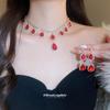 Elegant Rhinestone Tassel Geometric Water Drop Necklace & Earring Set