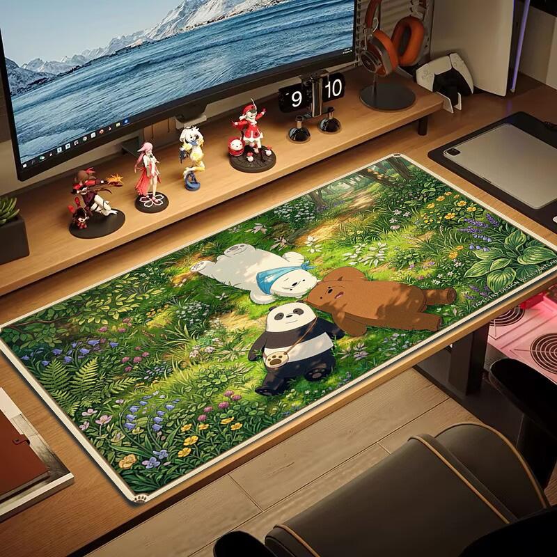 We Bare Bears Color Mouse Pad Large Gaming Table Cushion Non-slip Laptop Tablet Big Mousepad XXL Mat Mini PC Playmat With Lock Edge