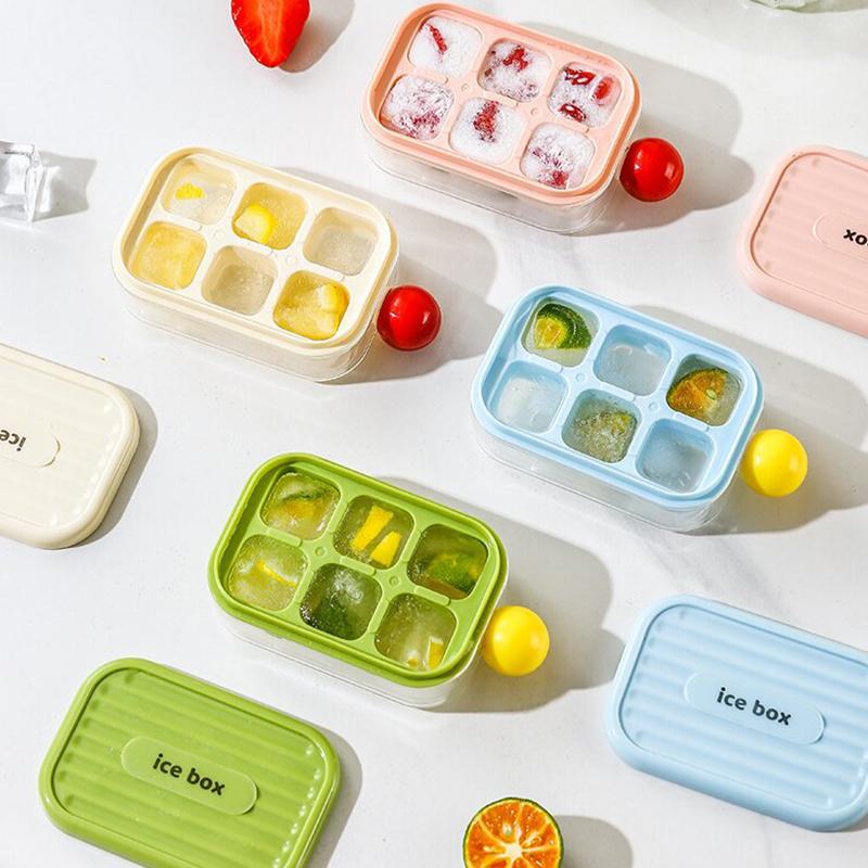 6 Grids Ice Cube Tray With Lid Mini Ice Cube Mold Easy-Release Ice Mould With Removeable Lid Ice Making Mold Diy Ice Cube Tray