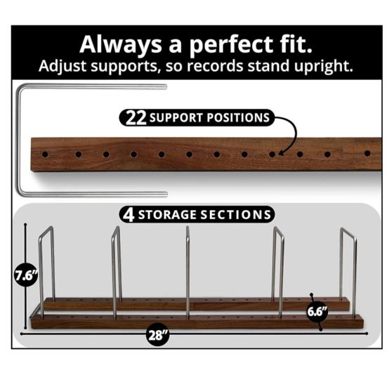 Wooden Vinyl Record Holder Heavy Duty Vinyl Record Display Storage Rack Book Magazines Music Albums Record Organizer Stand