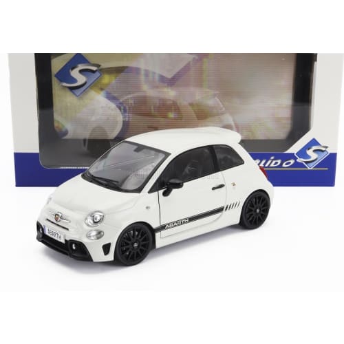 1/18 Scale Fiat 500 Abarth Diecast Model Car - Solido 1/18 Scale Fiat Nuova 500 Abarth 595 2022 White Black (1811301)