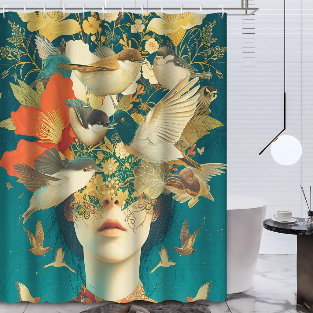 Enchanted Floral Harmony Wall Tapestry for Elegant Home Decor, Featuring a Stunning Illustration of a Woman's Face Merging