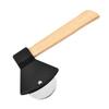 Axe-Shaped Stainless Steel Pizza Cutter with Bamboo Handle
