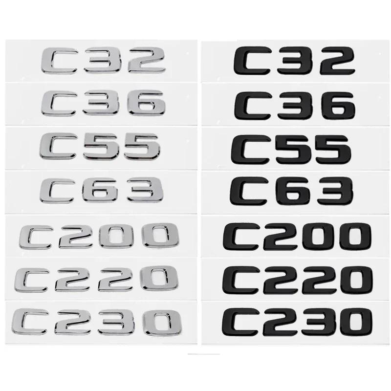 ABS Car Rear Trunk Emblem 3D Letters Tail Box Sticker Badge for Mercedes Benz C32 C36 C55 C63 C200 C220 C230 C Class W204 W205 KS6