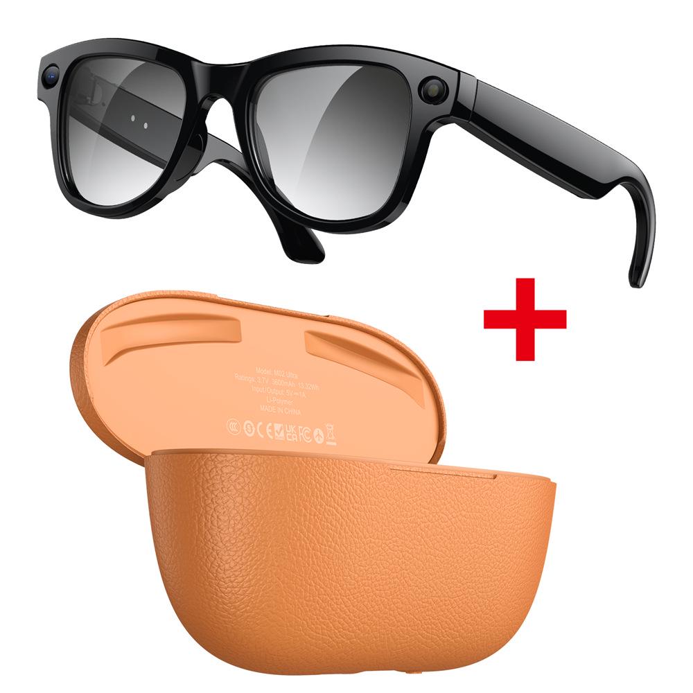 M02 Ultra Smart Glasses with HD 800W Pixel Camera and AI Translation, with Charging Case In Black