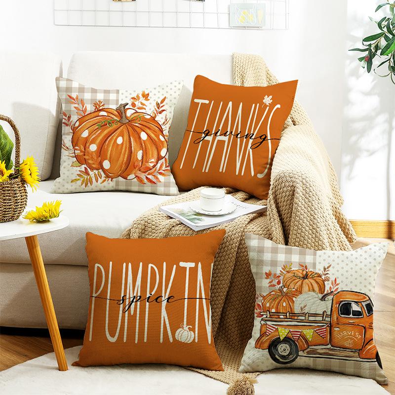 Herbst Bedruckt Ins Style Nachttischkissen Kissen B&B Wohnzimmer Sofa Buchstaben Kürbis Auto Kissenbezug