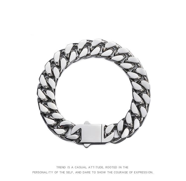 Men's Stainless Steel Cuban Chain Hip-Hop Bracelet & National Tide Titanium Necklace, Customizable with Laser Logo