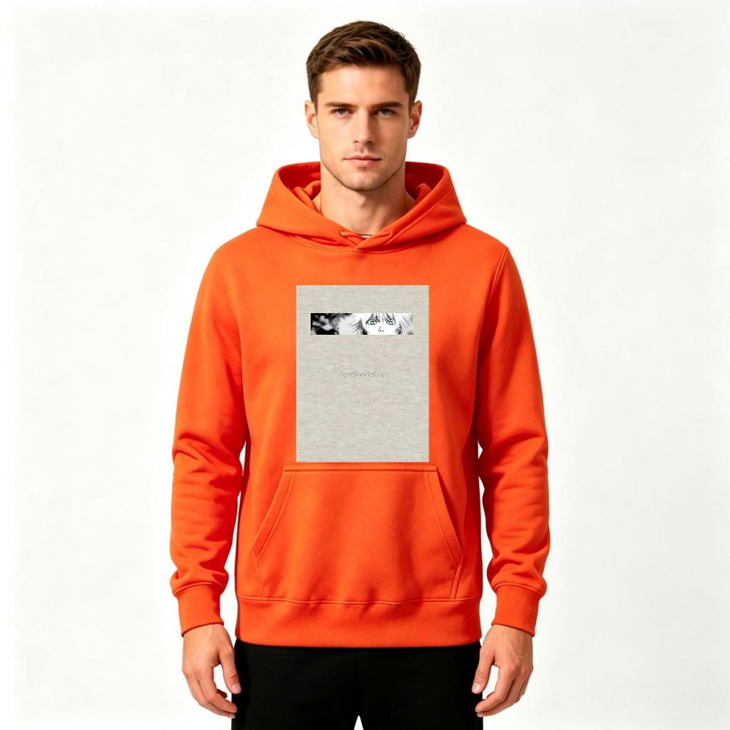 Men's Anime Eyes Graphic Print Pullover Hoodie Casual Long Sleeve Sweatshirt for Daily Wear